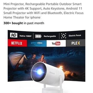 White Mini Projector with 4K Support